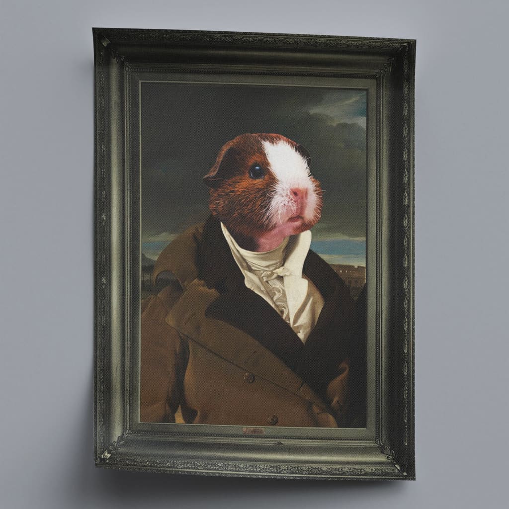 Esquire - Personal Custom Vintage Pet Portrait - Rolled