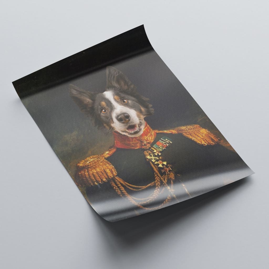 Officer - Personal Custom Vintage Pet Portrait - Rolled